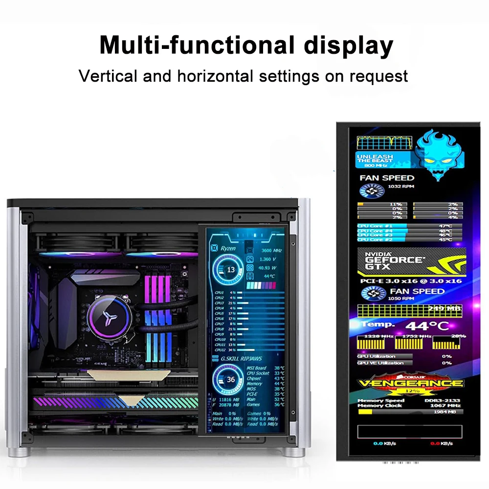 12.3‘’ Touch Portable monitor LCD Display IPS 1920x720 Extended Monitor for Raspberry Pi 5 4 3 Laptop PC GPU CPU Monitoring