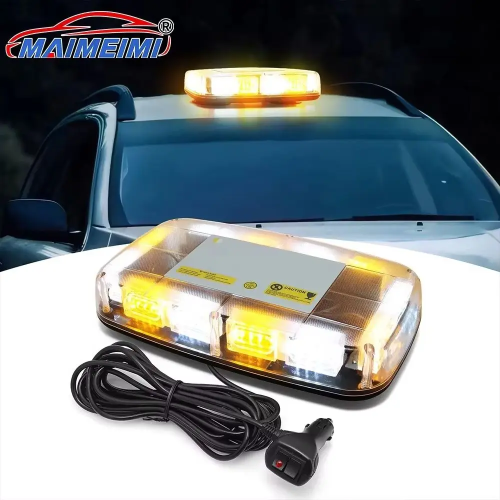 

48LED Магнитная вращающаяся вспышка, стробоскопическая сигнальная лампа, аварийные сигнальные лампы на крыше, автомобильные мигающие огни, янтарный, белый, красный