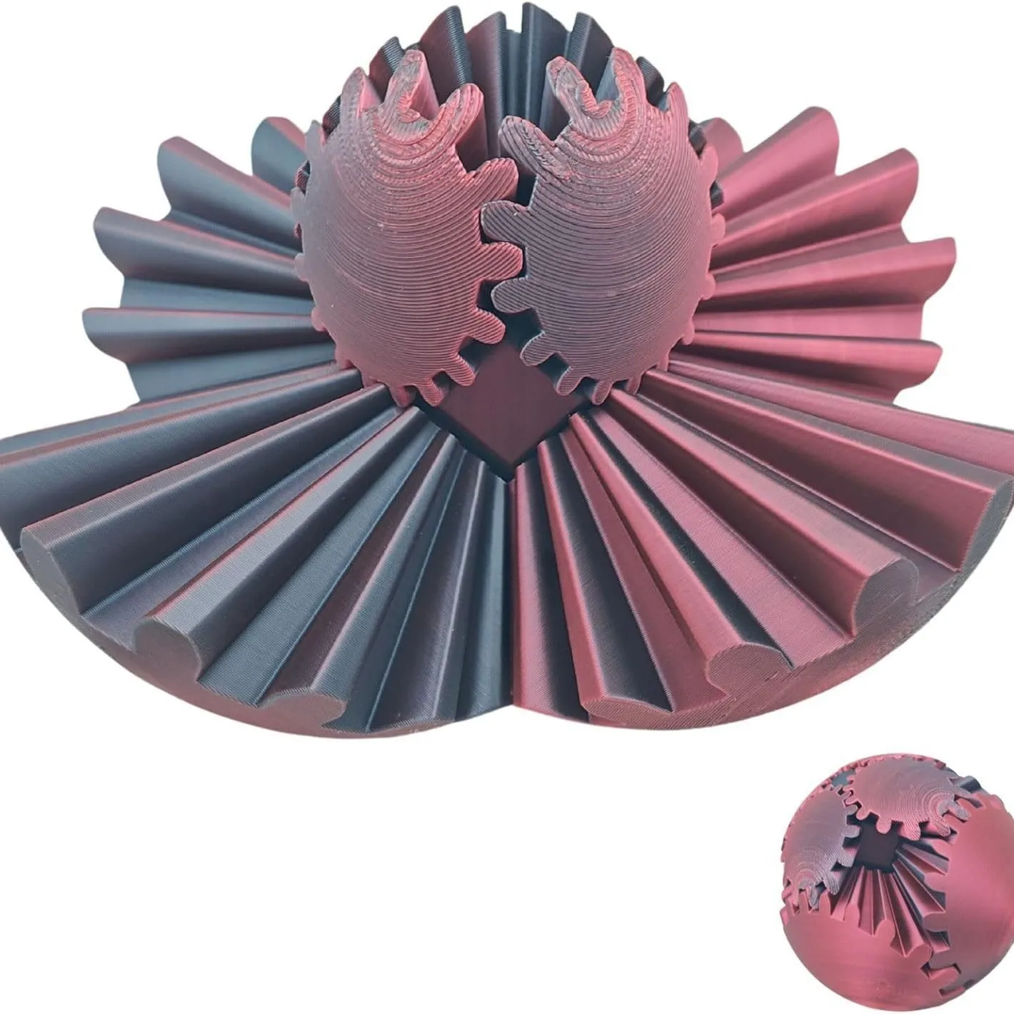 3Dプリントギアボールフィジェットトイ - ストレス解消スピンボールまたはキューブデスクトイ、不安解消に最適、大人と子供への理想的なギフト