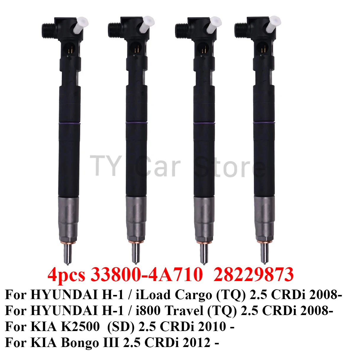 

4PCS 33800-4A710 New Diesel Fuel Injector Nozzle 28229873 For Hyundai H1 2008- KIA K2500 Bongo3 2012- 2.5 CRDi WGT