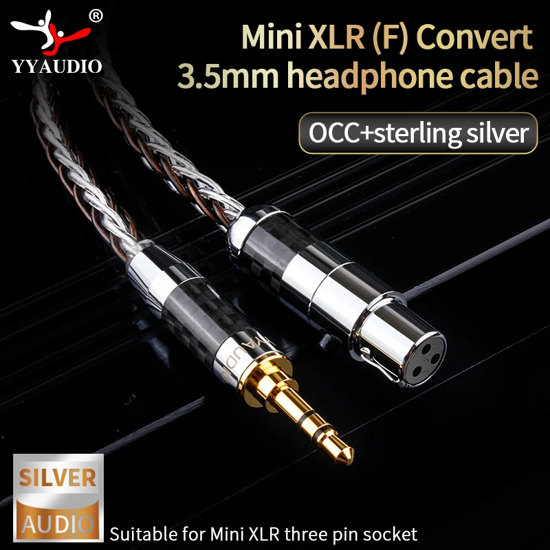 

HiFi 3.5mm to Mini XLR Headphone Cable OCC + Sterling Silver XLR Female to 3.5mm Stereo Jack Audio Adapter Cable For Microphone