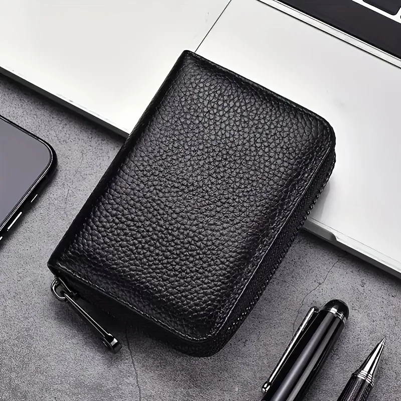 كيس بطاقات مكون من قطعة واحدة |   محفظة مقاومة RFID مناسبة لكل من الرجال والنساء |   فتحة متعددة، تصميم رفيع للغاية مع سحاب للإغلاق