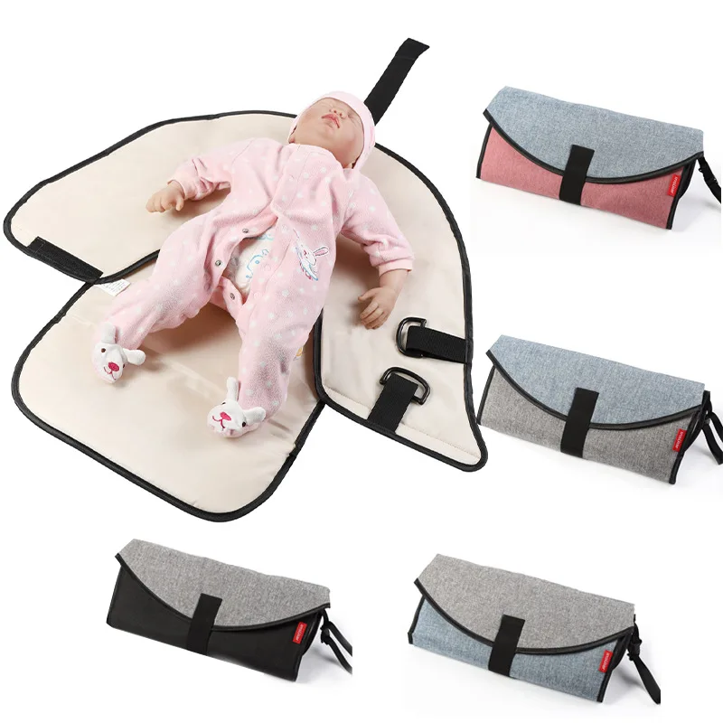 Portable Baby Changing Mat Infant Multifunction Diaper Changing Pad Newborn 2 IN 1 Waterproof Changing Pad Cover Storage Bag