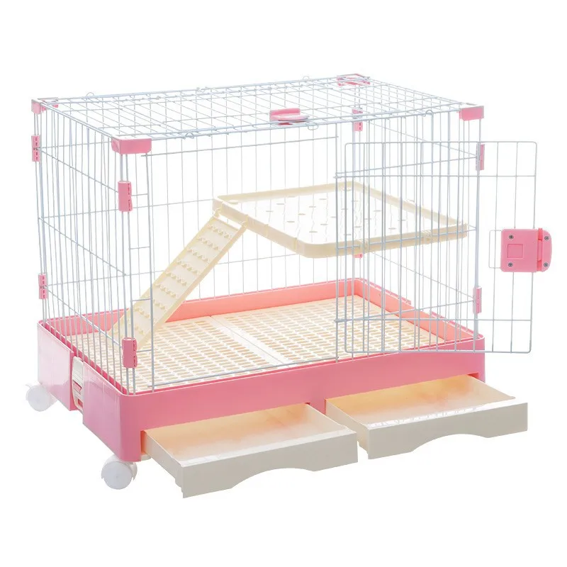 

Heavy Duty Stainless Steel Pet Cage Carriers House Cat Rabbit Cage with Wheel