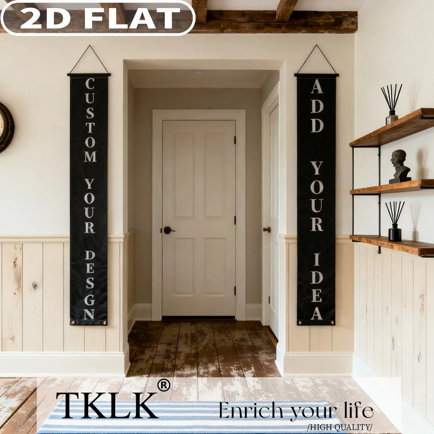 

1 Pair Personalize Porch Banner - Custom Text/Photo Decor, Hanging Banner with Top Pole Hole - Durable Polyester for Front Porch