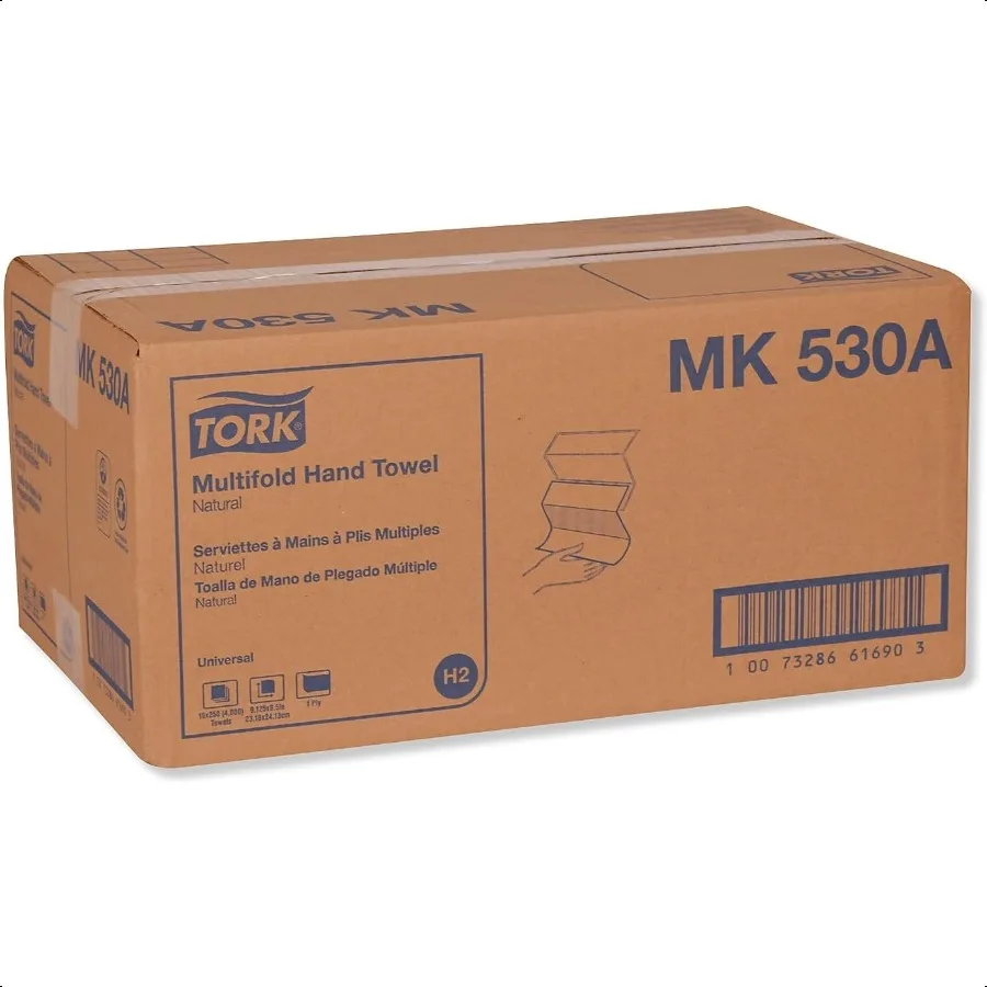 Toalla de mano plegable Tork Natural H2 Universal 100 fibras recicladas 16 x 250 hojas MK530A
