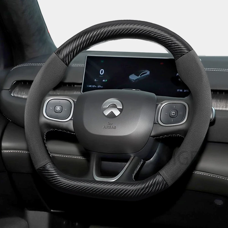 مناسبة ل Nio الجلد المدبوغ ماتي ألياف الكربون الملمس غطاء عجلة القيادة مناسبة ل Es8 Es6 Et7 Ec6 Et5 بجولة Es7 Ec7 Et9 Et5T