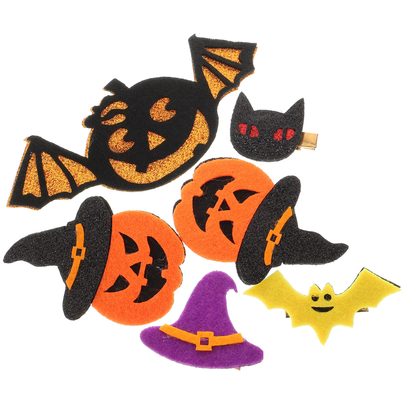

6 Pcs Halloween Pumpkin Hair Clips Women Headdress Party Accessories Witch Hat Gold Glitter Hairpins Girls Hair Decor Festival