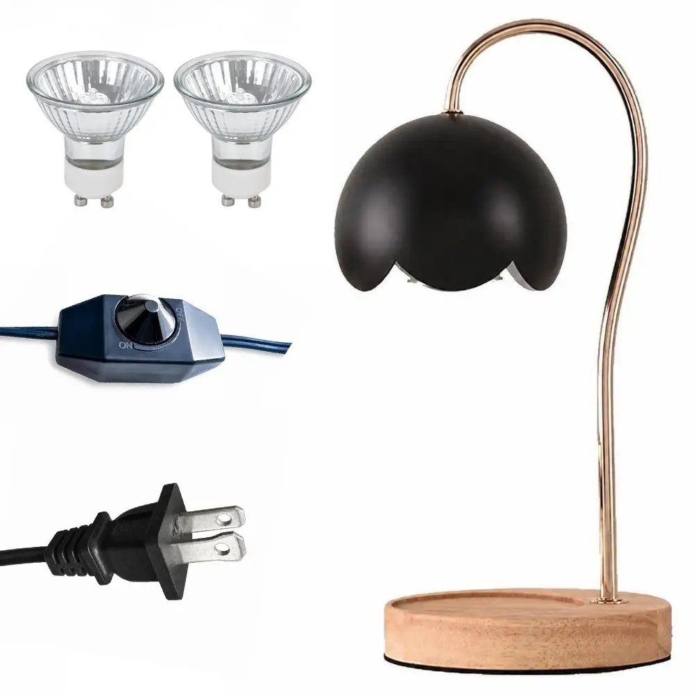 Dimmable Candle Warmer Lamp US Plug 110-130V 50W Candle Melting Lamp with 2 Bulbs Creative Flower Design Wax Warmer Lamp