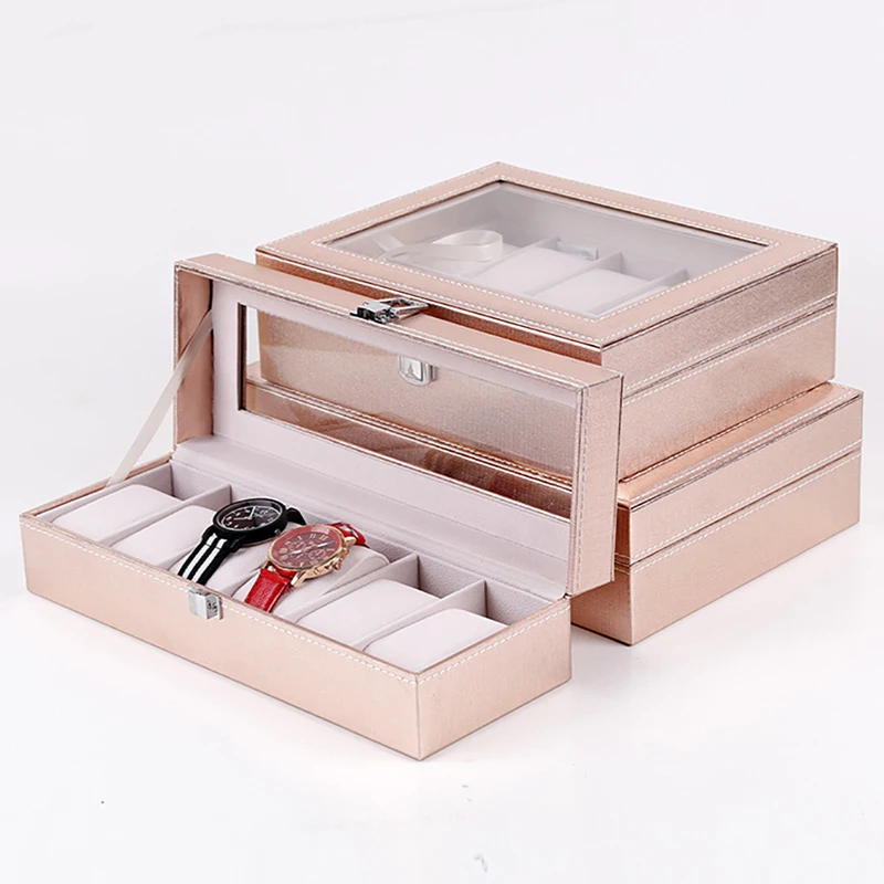 Watch Box Organizer for Men Women 6/10/12Girds Watch Case Jewelry Storage Leather Watch Display  Personalized For Best Gifts