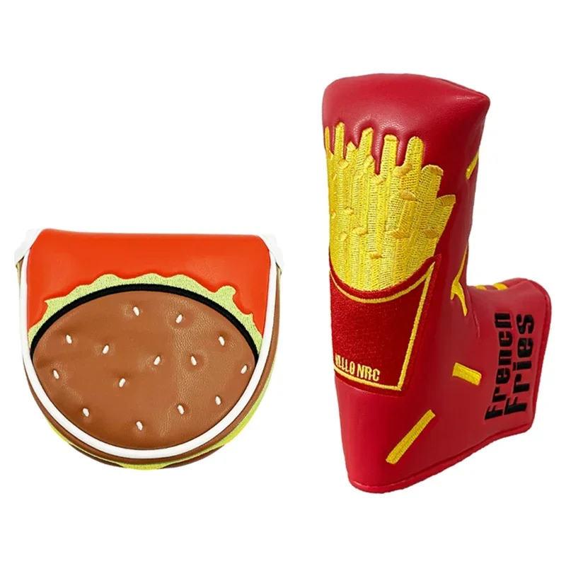 

Golf Putter Cover Hamburg French Fries Pattern Magnetic Closure PU Leather Durable Golf Head Cover for Blade Putter Protector