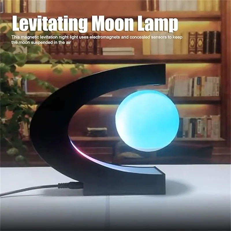 Floating Moon Night Light, Multi-Color Maglev Desktop Light, 3D Printing Floating Moon Light, Used For Home Desktop Decoration