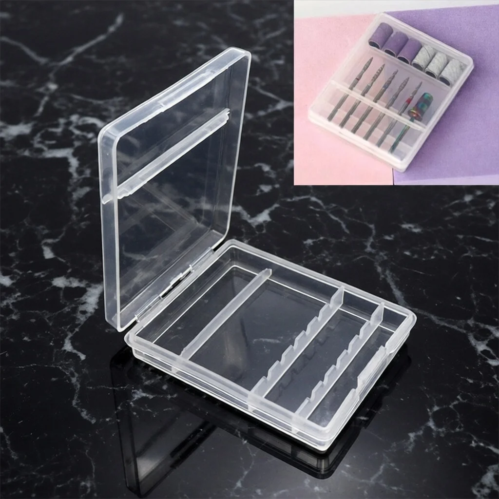 Easy Nail 6 Slots Storage Box Set For Nail Drill Bit Files Holder Container Case Display Organizer Acrylic Manicure Tool
