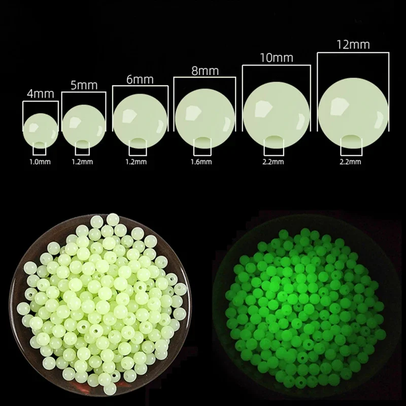 야광 구슬 라운드 플로트 볼, 4mm-10mm 낚시 스페이스 빈, 야외 낚시 액세서리 세트, 빛나는 조명, 100 개/로트 