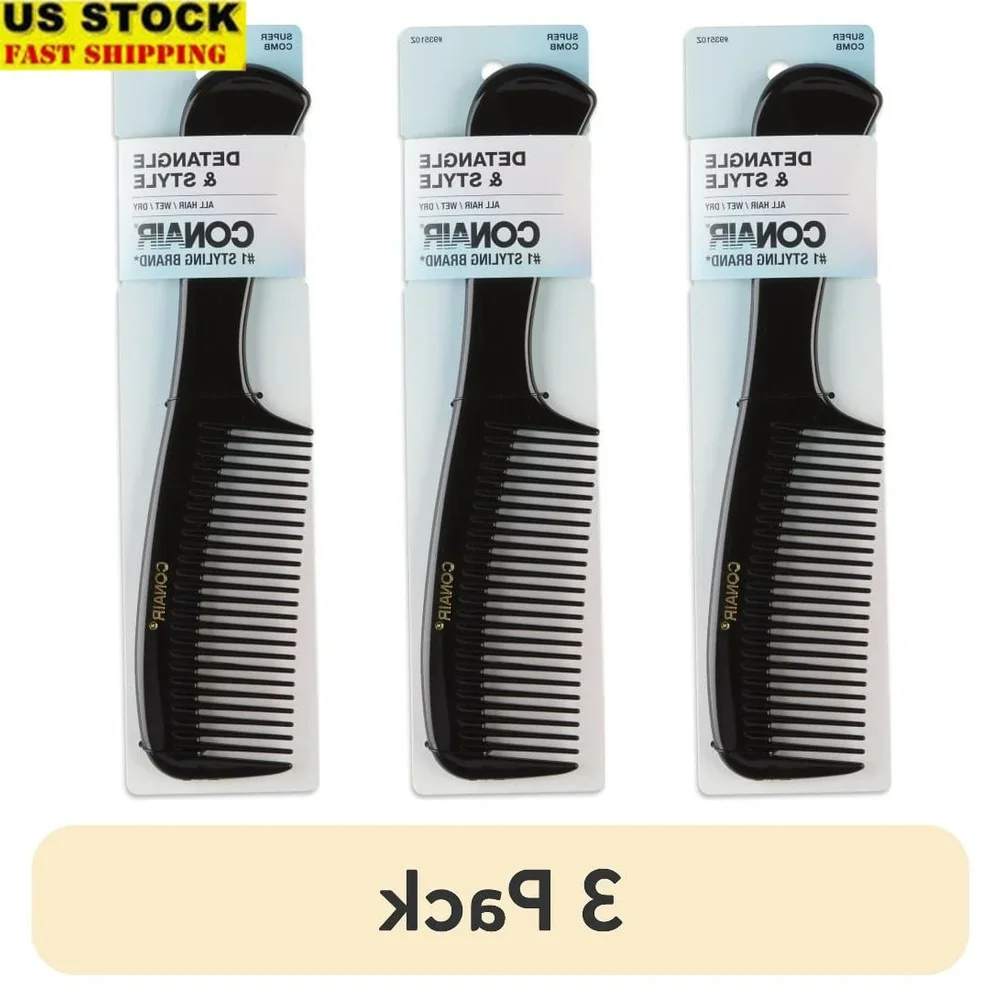 

(3 pack Detangle & Style All-Purpose Hair Comb Black