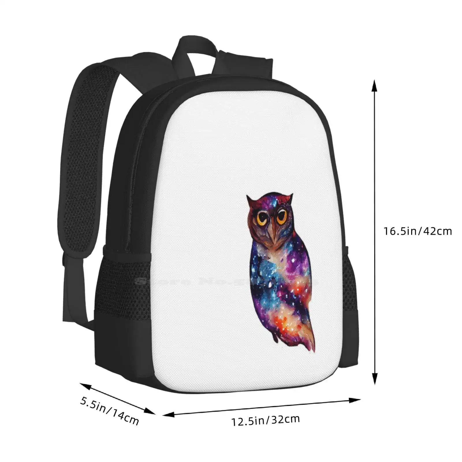 Galaxy Owl Watercolor Backpack For Student School Laptop Travel Bag Galaxy Animal Space Art Galaxy Art Space Animal Abstract