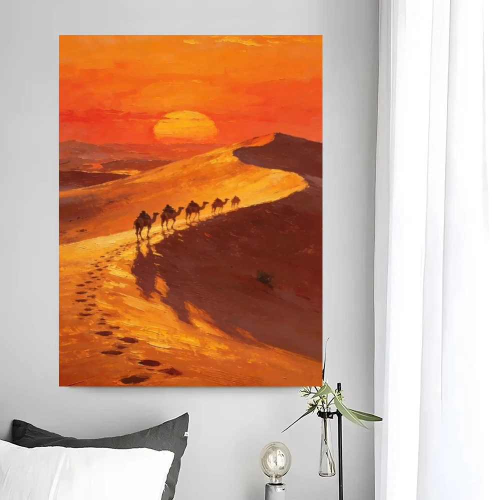 Oil Painting Desert Sunset Camel Caravan By Numbers Wall Decor for Living Room Bedroom Home Decor Gift No Frame