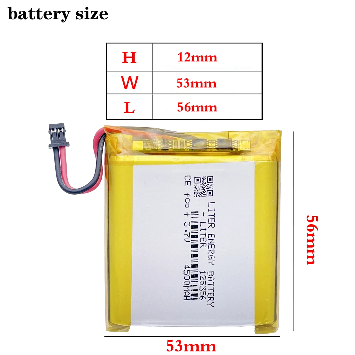 125356 3.7v 4500mah toy car battery lithium ion polymer rechargeable battery