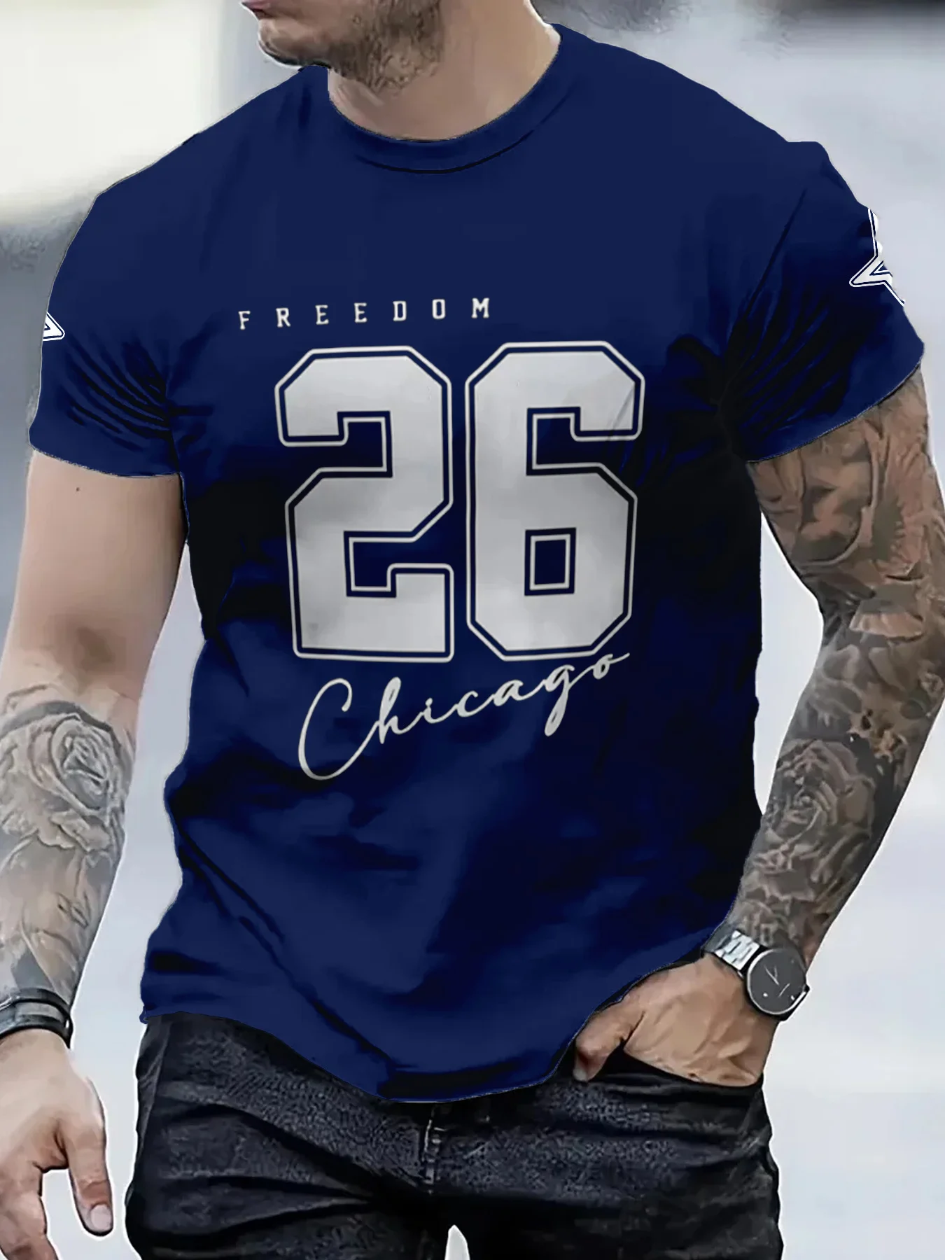 

Мужская однотонная простая футболка с принтом 26, футболка с буквенным принтом для лета, повседневного спорта на открытом воздухе, для людей обычных и больших размеров