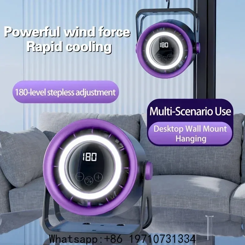 New Turbo Silent Electric Fan – USB Air Cooler with Ambient Light for Countertop, Wall & Ceiling Use