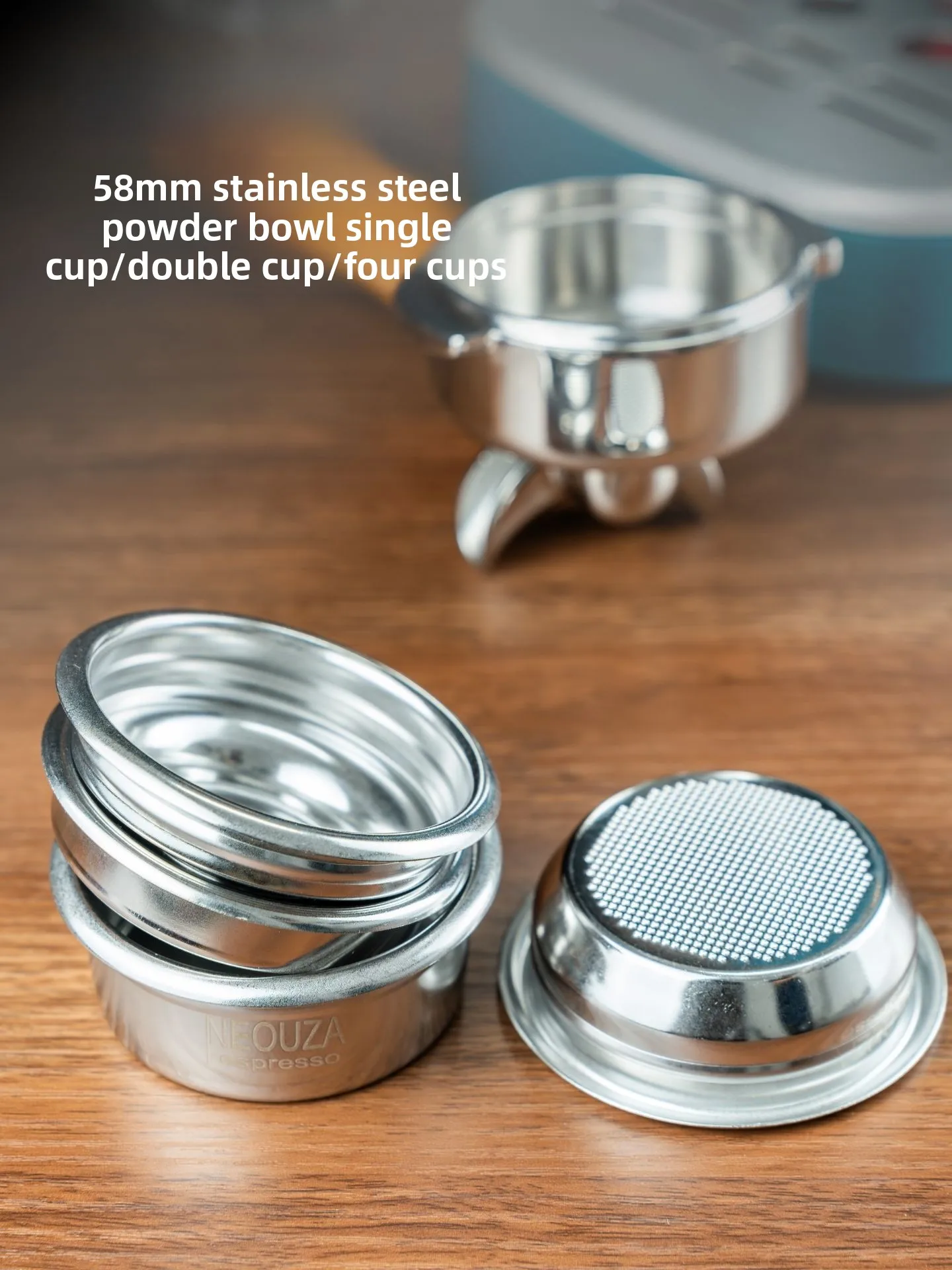 Cesto de Filtro Cego Neouza Italian Coffee em Aço Inoxidável 58mm Simples, Duplo e Quádruplo para Máquina de Café e Acessórios Espro