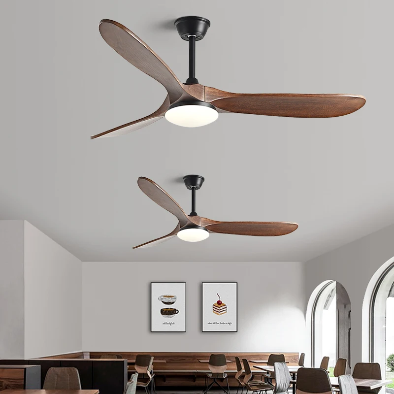 Fan light big wind retro ceiling fan silent dining room living room commercial industrial wind frequency conversion solid wood