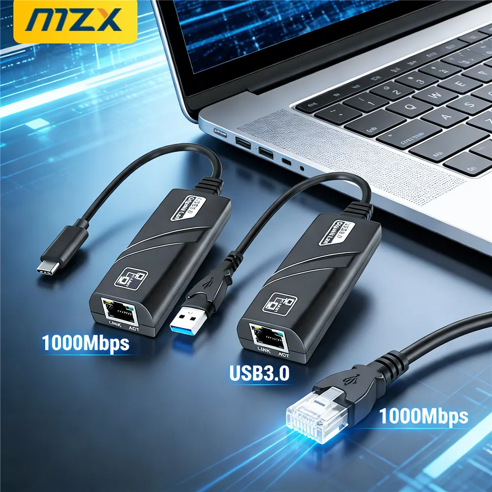Gigabit-Netzwerkkarte, Ethernet, 1000 Mbit/s, USB 3.0, Typ C, verkabelt mit RJ45, LAN-WAN-Adapter, Netzwerk, Computer, PC, Laptop-Zubehör