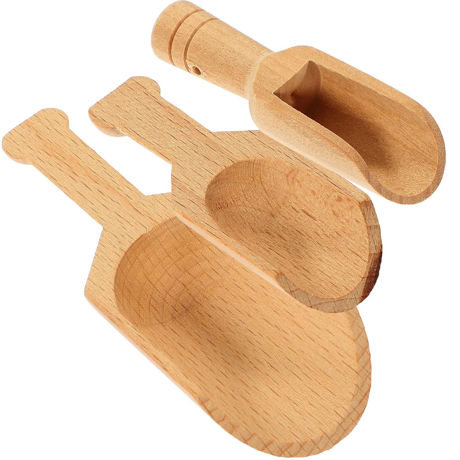 

3pcs Wooden Scoops Multi-Function Tea Bath Salt Spoon Household Compact Wood Scoop For Fertilizer Medicine Powder Canister