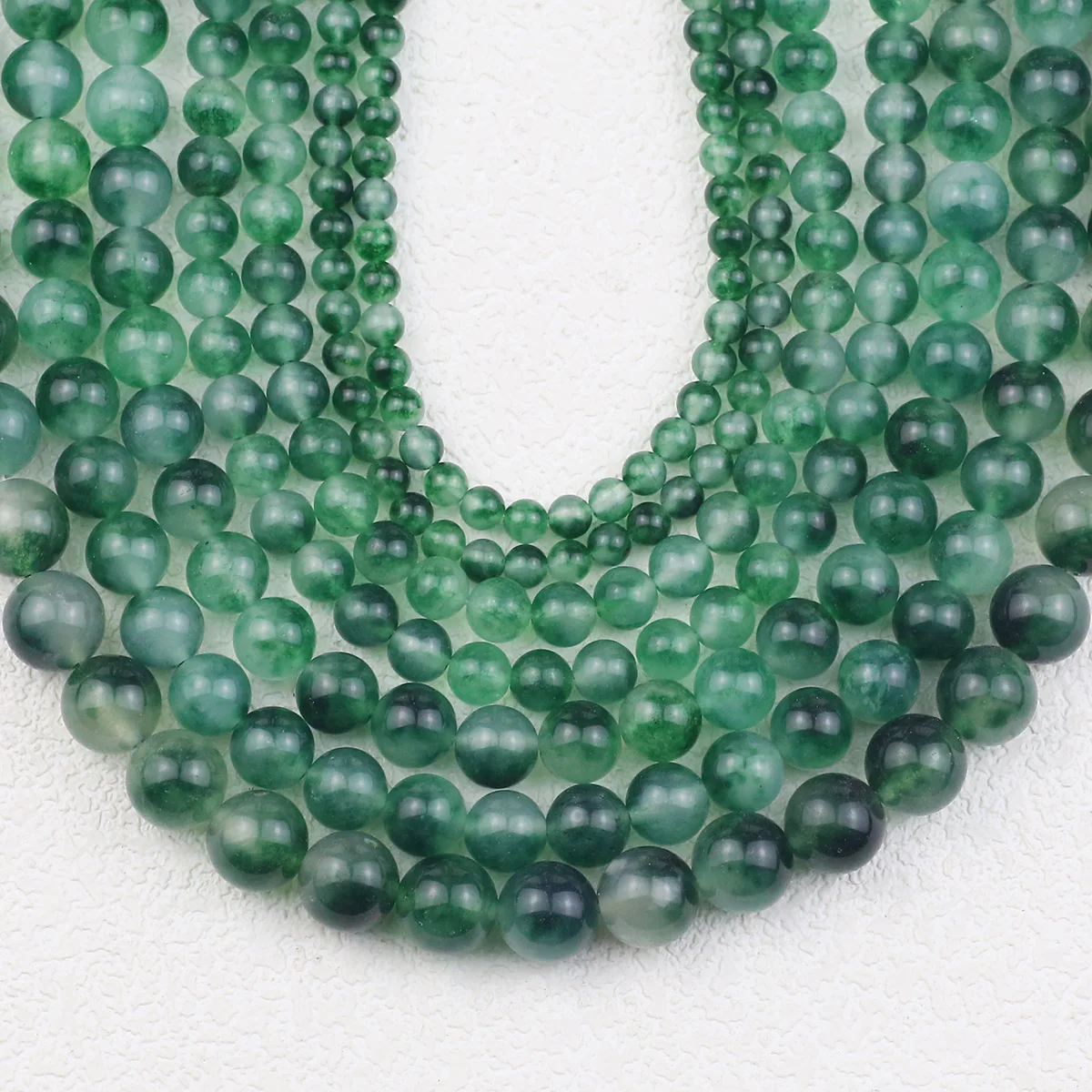 15'' Naturstein Moosgras Grüner Chalcedon Runde lose Perlen 4 6 8 10MM für Schmuckherstellung DIY Armbänder Halsketten Ohrringe