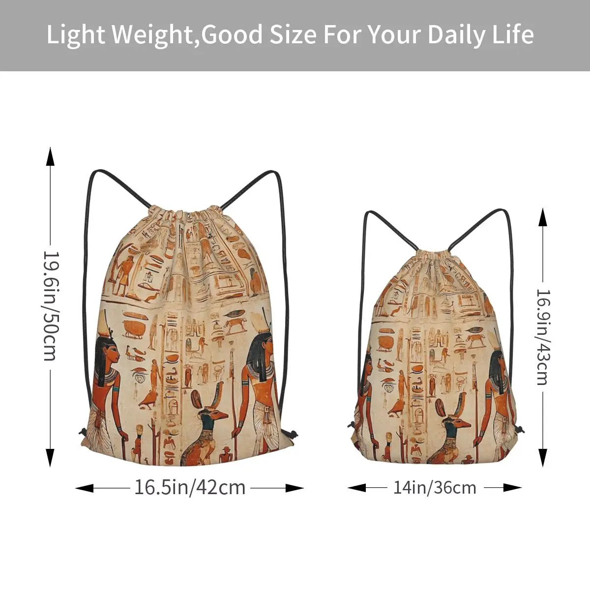Ancient Egypt Mural Egyptian Mythology Backpacks Portable Drawstring Bags Sports Bag Book Bags for Man Woman Students