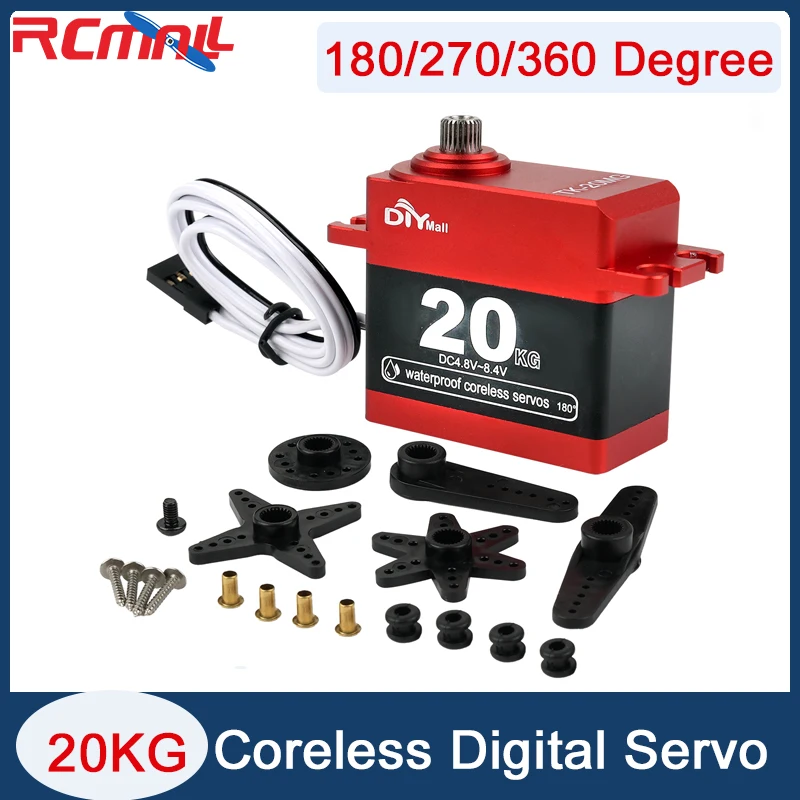 TK-20MG Digital Servo Coreless Motor 20KG Large Torque Metal Gear 180/270/360 Degree Waterproof 4.8-8.4V for RC Car Model Toys