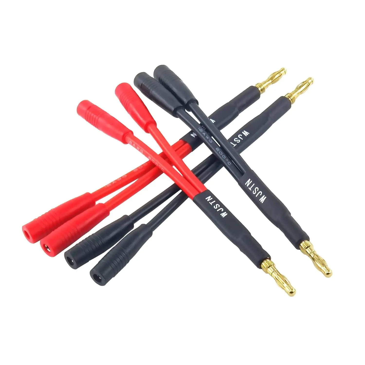 

Banana Plug to 2-Female 4mm Jack Splitter Adapter, 3 inches, 1 Male to 2 Female, 4-Pack