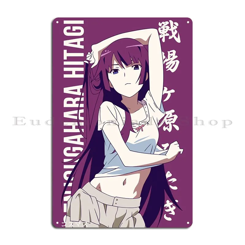 Senjougahara Hitagi Metal Plaque Poster Personalized Living Room Garage Pub Mural Wall Plaque Tin Sign Poster