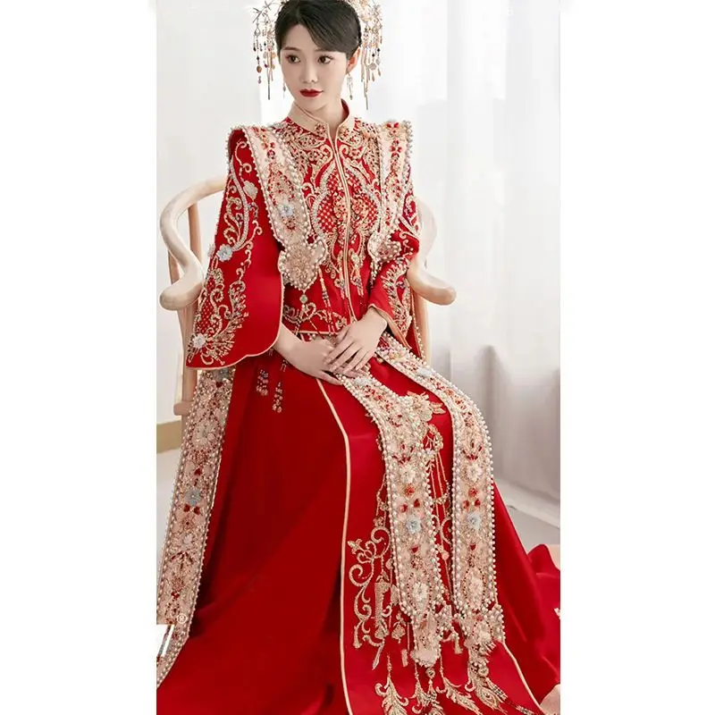 

Yourqipao Xiuhe Chinese Wedding Dresses Bridal Gowns 2023 Hanfu Wedding Dress Fengguan Xiapei Women Ancient Traditional Sets