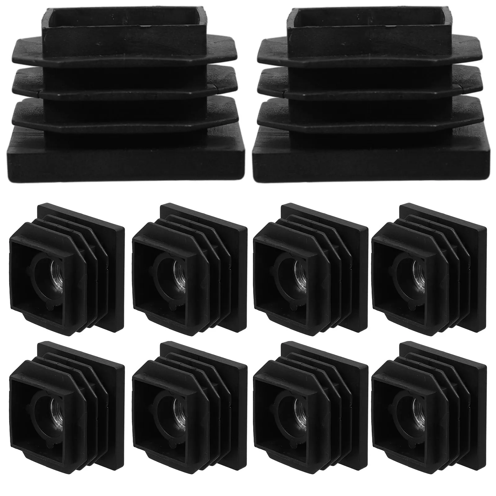 

10pcs Square Plastic Feet Chair Leg Protectors Floor Protectors For Hardwood Furniture Sliders Table Levelers Black End Caps For