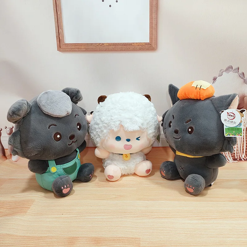 

Милый приятный набор плюшевых игрушек из козы с волком, обнимаемые мягкие куклы из серии аниме, лучший подарок для детей и детей