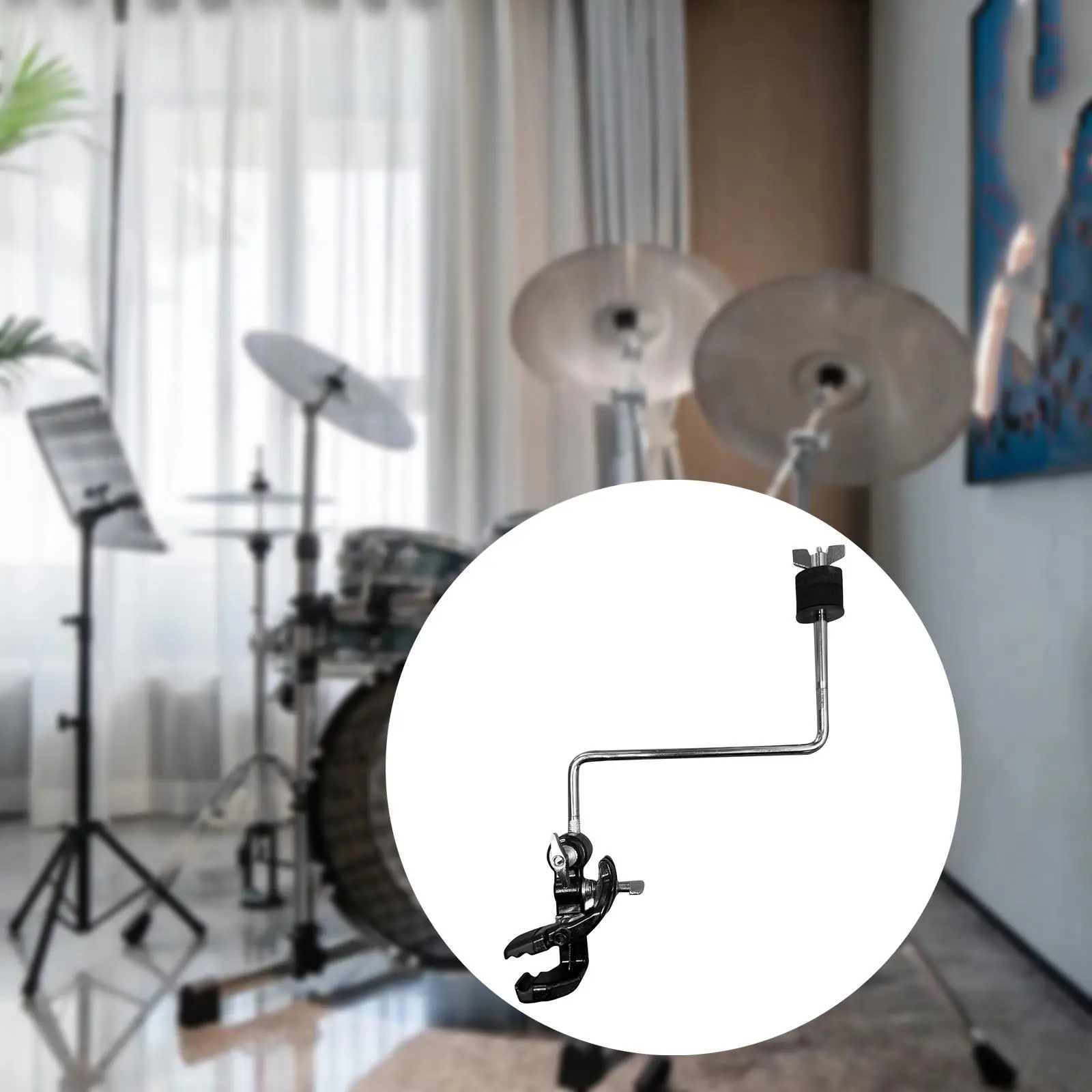 

Cymbal Hoop Arm, Bass Drum Hoop Mount, Rim Clamps Cymbal Post, Z Shaped Cymbal Holder Extension Mounting Attachment for Crash