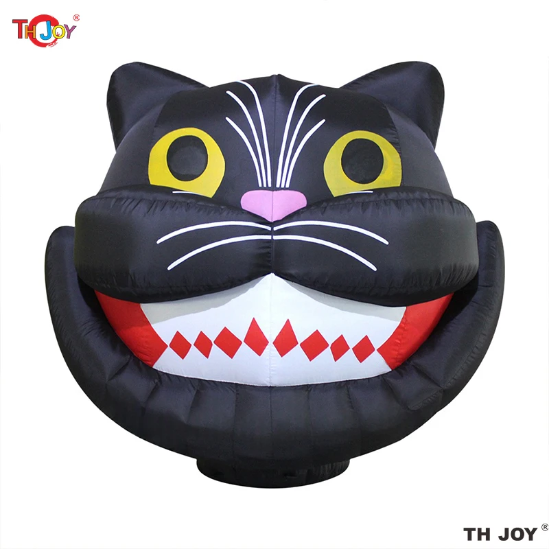 6m tall Giant Halloween inflatable Black Cat Head For Backyard