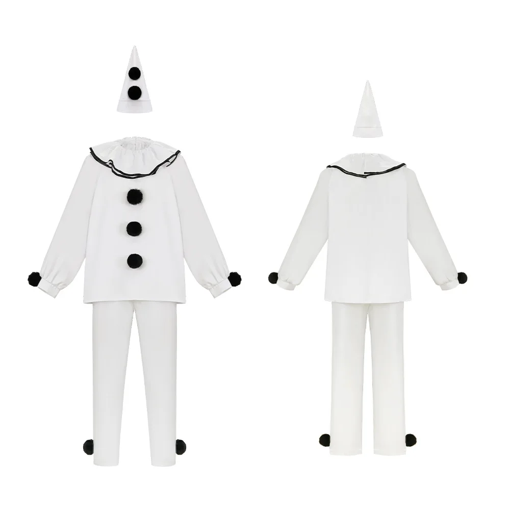 Stage roleplay Pierrot Clown Costume Men's Vintage Mime Stage Outfits Halloween Carnival Comic-Con Takerlama