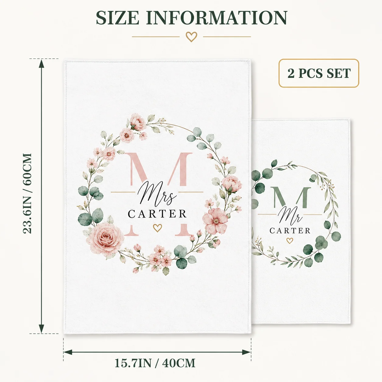Custom Couple Bath Towels Set 2pcs, Personalized Name Printed Shower Towels Soft Cotton Quick Dry Bathroom Gift for Wedding Anni