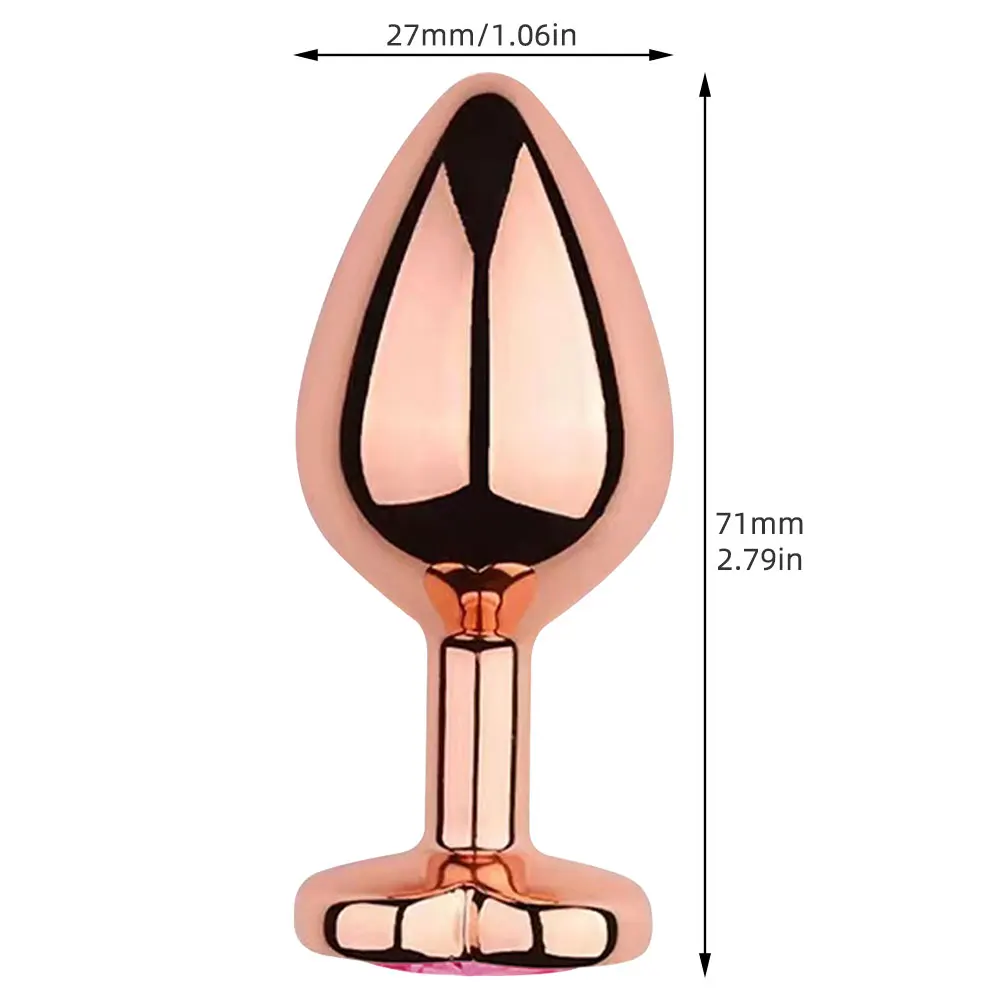 Rose gold pink Heart shape Crystal Metal anal beads butt plug  Prostate Massager Adult Gay Products sex toy for female male