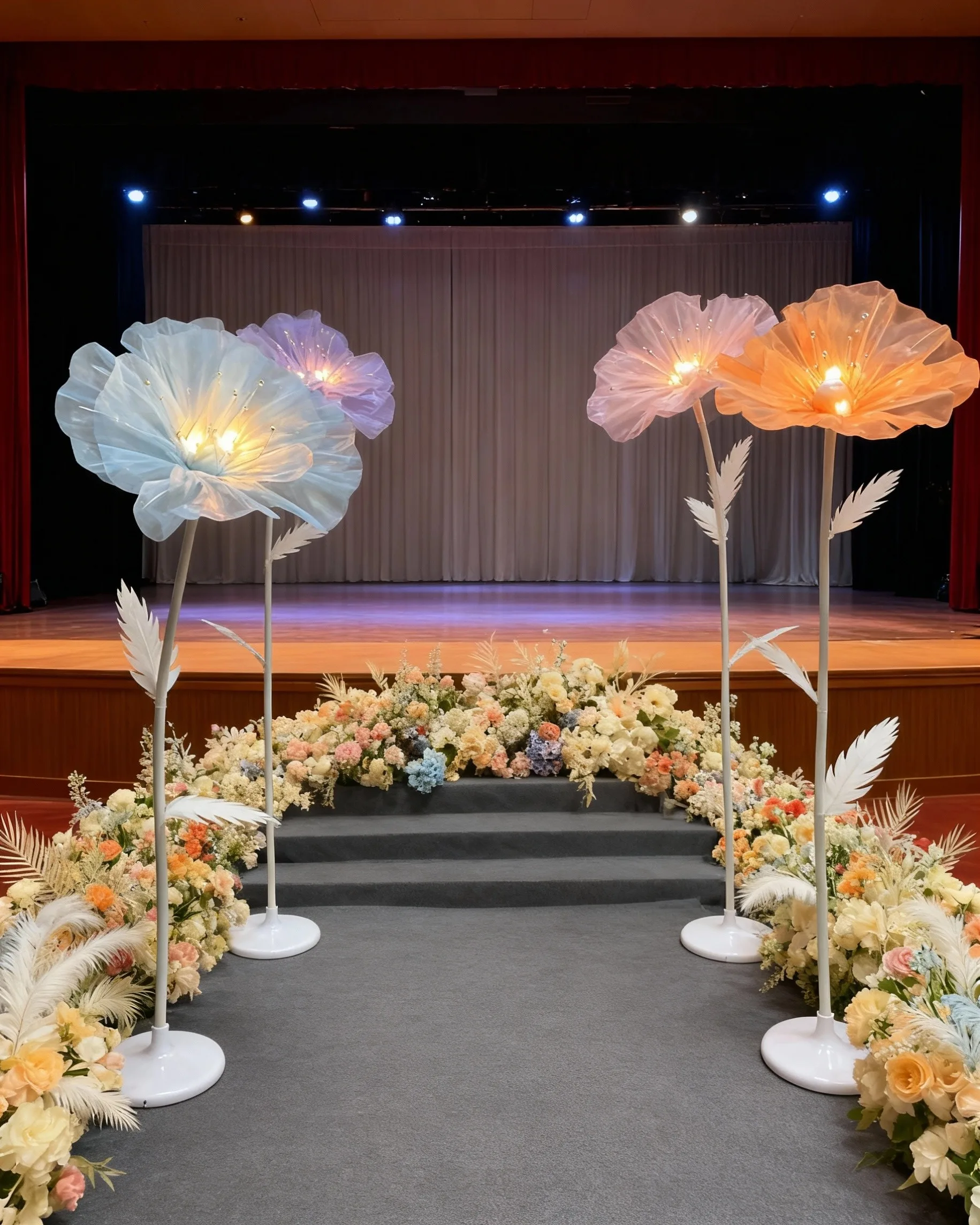 

3pcs Forest-Theme Wedding Decoration Stage Party Glowing Silk Flowers Petal Backdrops Screen Partitions Decorative flowers