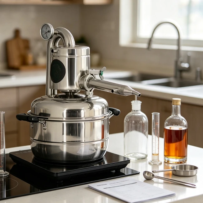 304 Stainless Steel Home Distillation Kit Small Brewing Machine Induction & Gas Heating Solvent Water Distiller