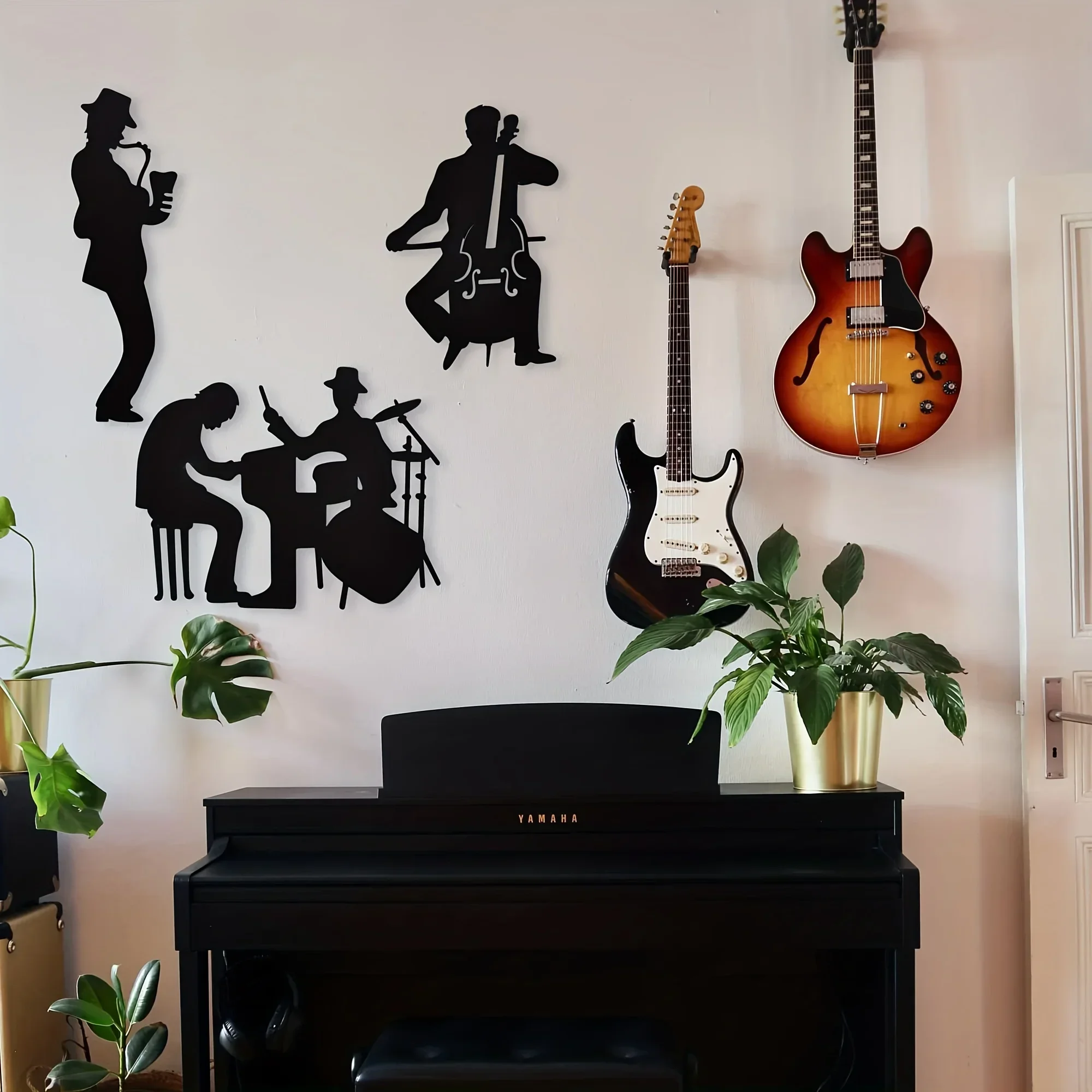 1Set Music Metal Wall Decoration Home Interior Wall Decor Jazz Music Theme Wall Decoration Saxophone Wall Hanging Decoration