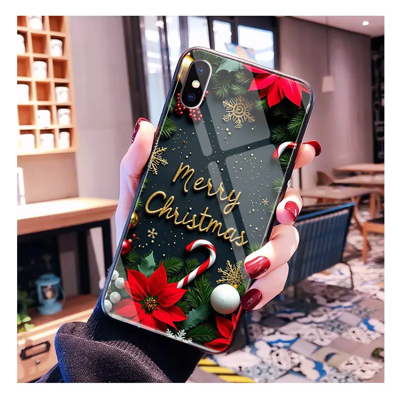 

Santa Christmas Tree Glass phone case For Samsung S25 S24 S23 S22 Ultra S24 Plus A55 A16 A54 A15 A56 A36 A34