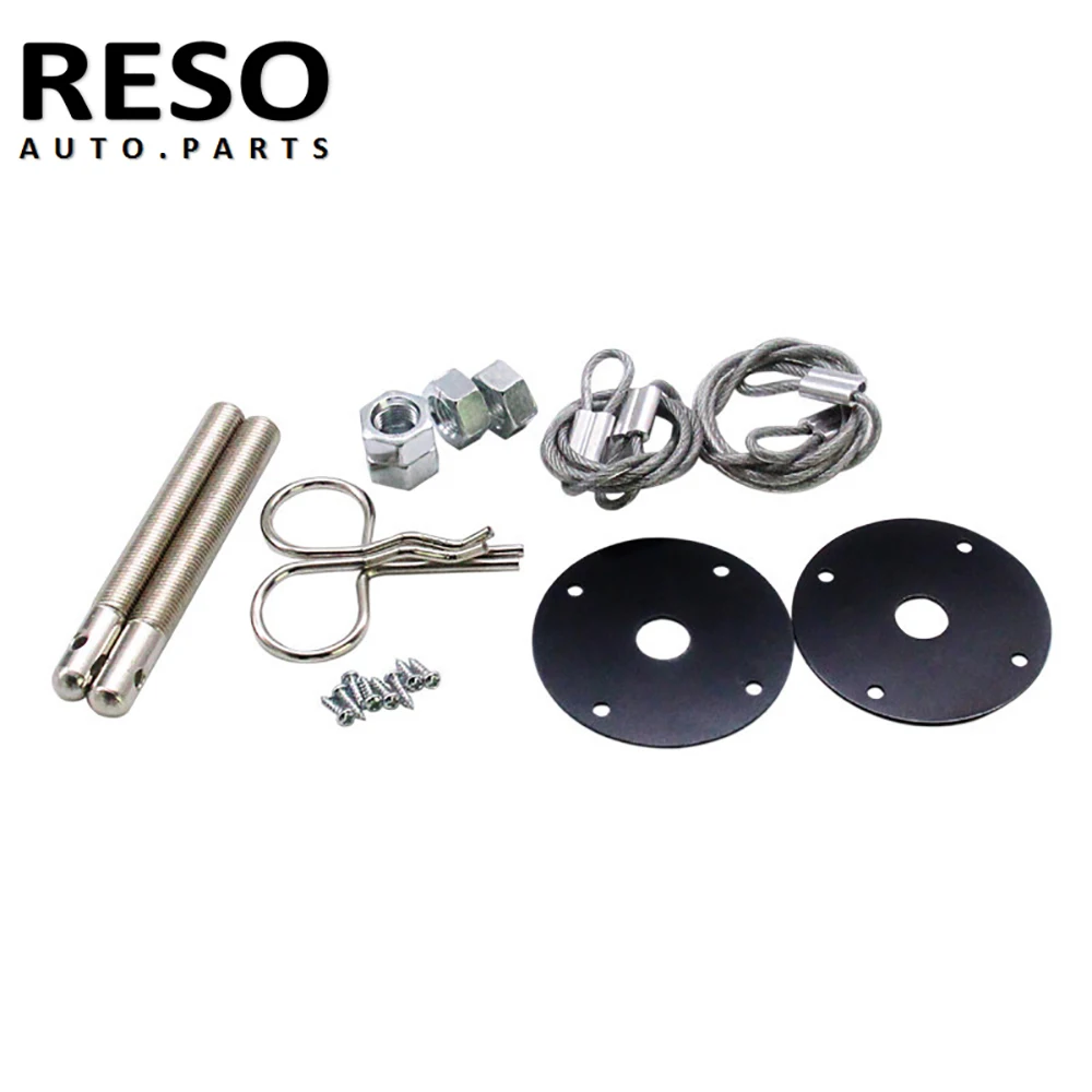 

RESO Universal Arrived Car Plus Flush Hood Latch Pin Kit Racing Auto Engine Locks Bonnet Locking Hood Kit