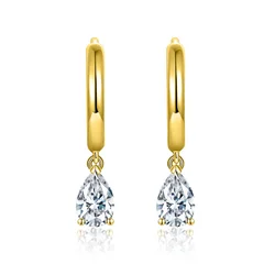 Water Drop 0.5ct Moissanite Plating Yellow Gold S925 Silver Women Engagement Earrings Simple Wedding Jewelry
