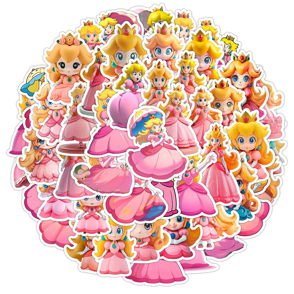 

10/30/50pcs Kawaii Princess Peach Cartoon Stickers Game Super Mario Anime Sticker Notebook Phone Suitcase Cute Graffiti Decals