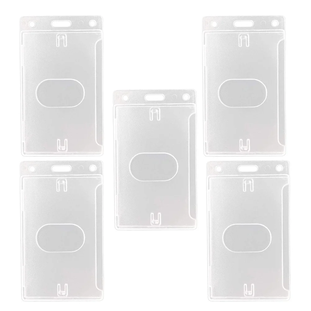 5 Stück transparente Ausweishalter, robuste Ausweishülle aus Kunststoff für Schule, Büro, Ausstellung, Schlüsselband, bereit