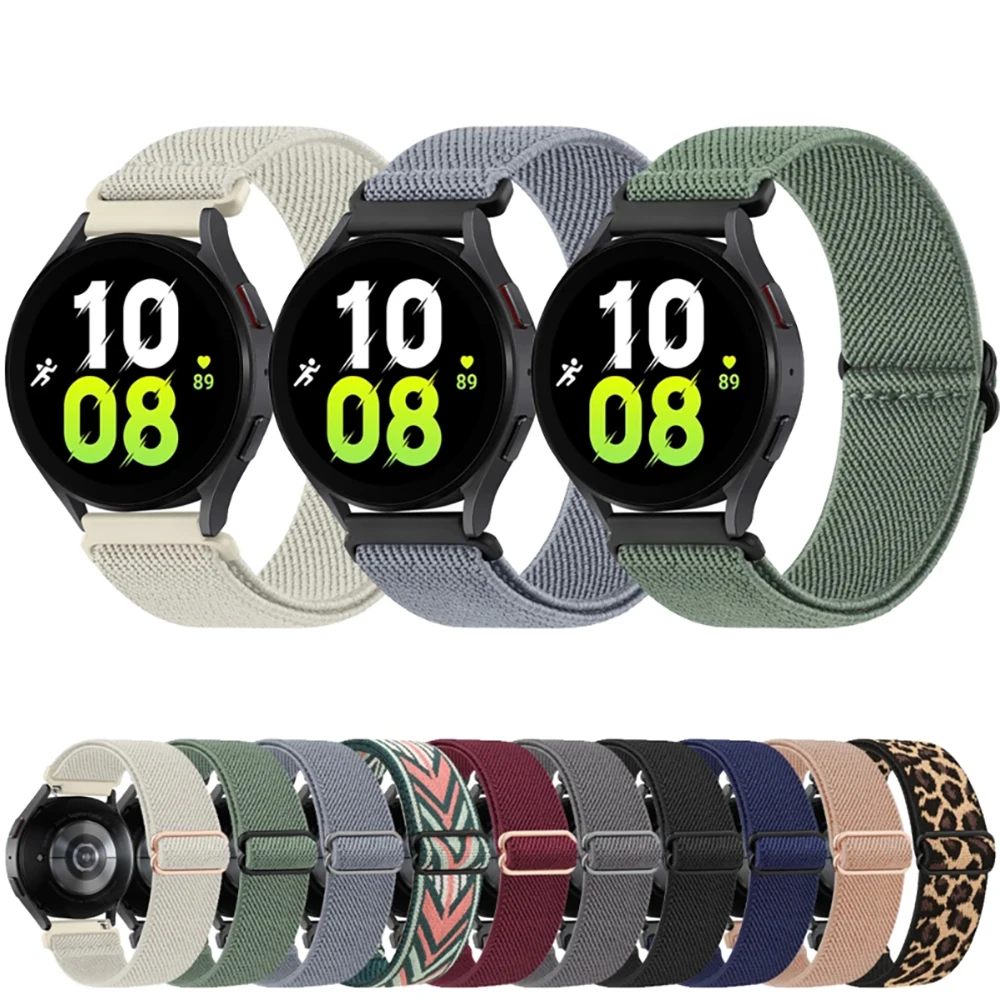 Elastic Nylon Band For Samsung Galaxy Watch 7 6 4 5 40mm 44mm/5 Pro/4 6 Classic 42mm 46mm 47mm/Active 2/Watch 3 41mm Strap